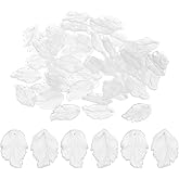 PATIKIL 50 Pcs Czech Glass Leaf Beads, Leaf Shape Crystal Beads Loose Spacers for Jewelry Making DIY Bracelet Necklace Earrings, White