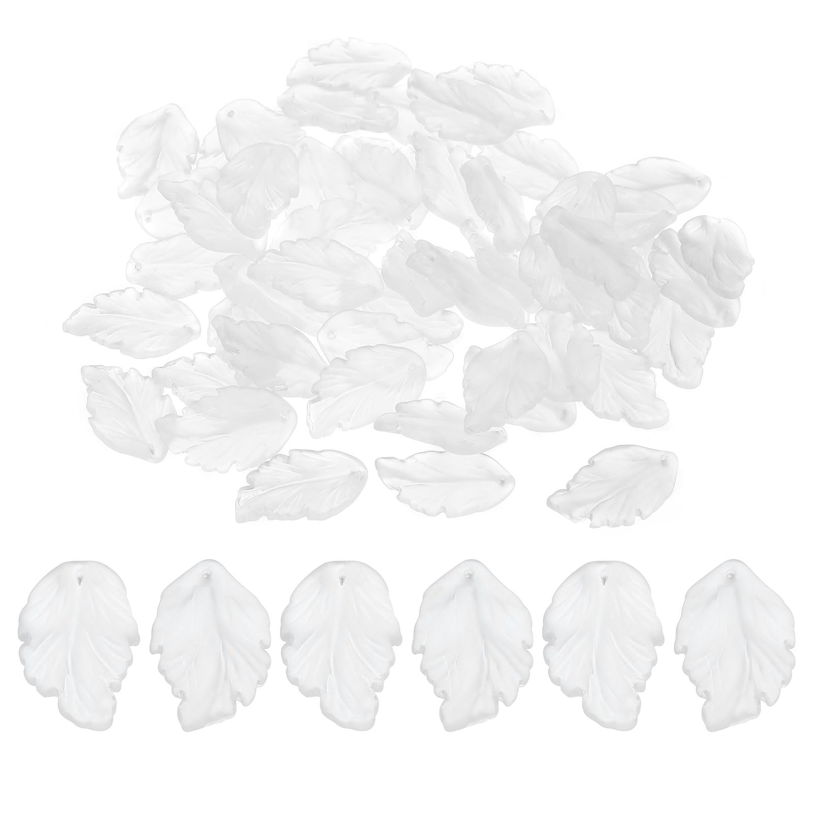 PATIKIL 50 Pcs Czech Glass Leaf Beads, Leaf Shape Crystal Beads Loose Spacers for Jewelry Making DIY Bracelet Necklace Earrings, White