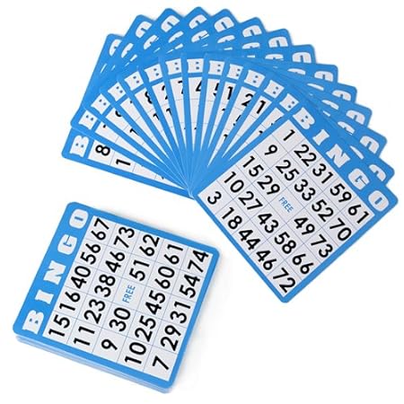 50 Blue Bingo Cards with Unique Numbers by Royal Bingo Supplies