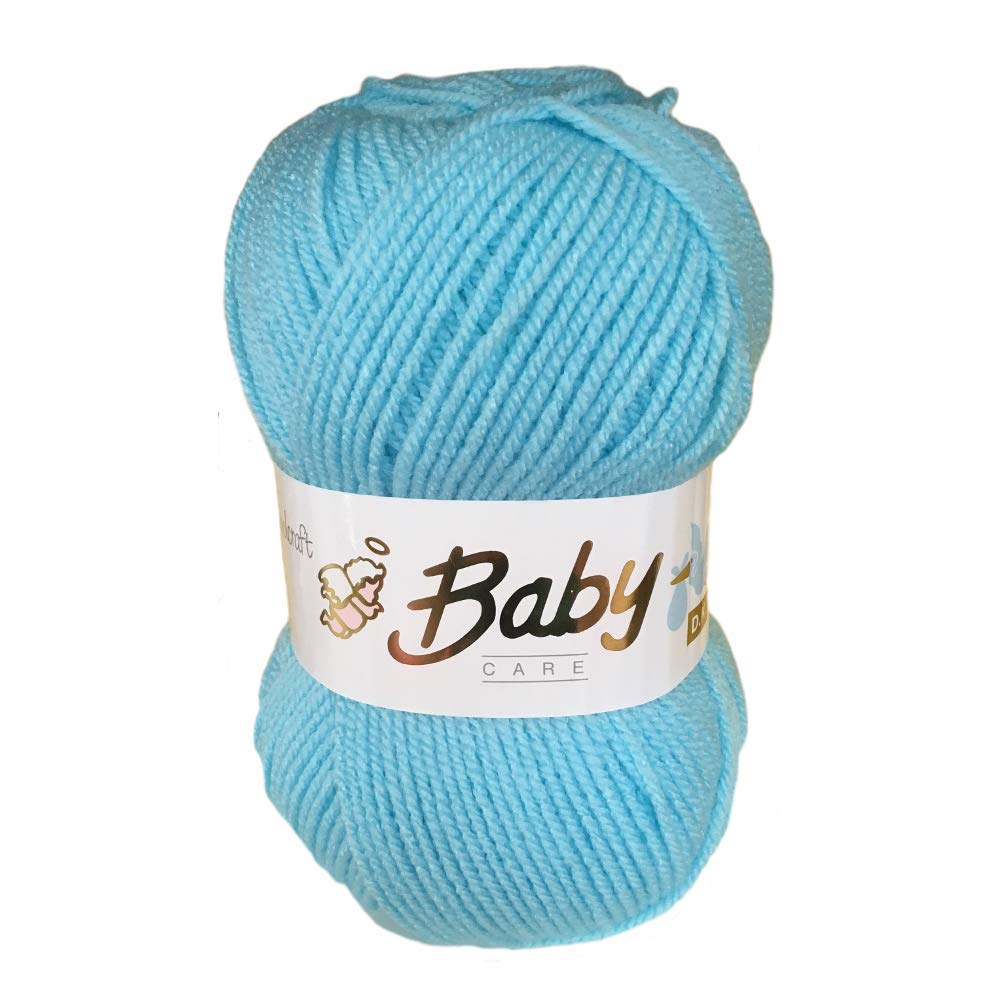 5 x 100g Woolcraft Babycare Baby Yarn, Wool, DK Double Knit (Aqua 615)