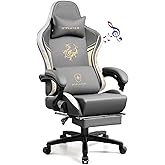 GTPLAYER Gaming Chair with Bluetooth Speakers and Footrest, Dragon Series Video Game Chairs, Heavy Duty Ergonomic Chairs, Esports Gaming Computer Office Chair (Gray)