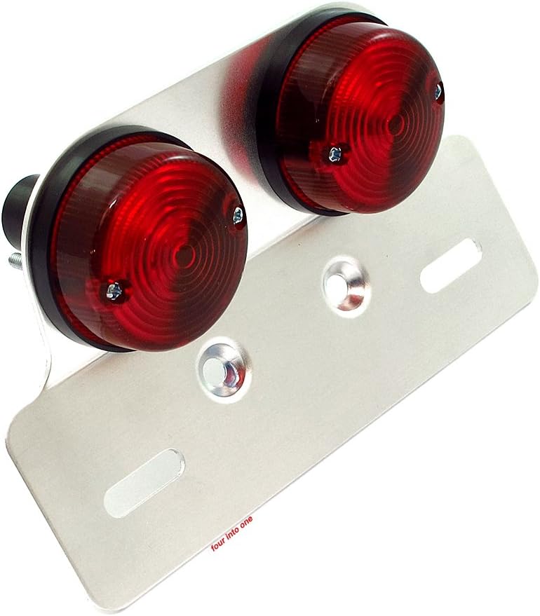 Dual Round Taillight Brake Lamp and license plate bracket