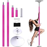 Pink Silicone Dance Pole for Home 45mm Fits 83-110 in Ceilings Gym Pole | 360&deg; Spin Modes for Dance Yoga Ballet Strength