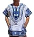 RaanPahMuang Brand Unisex Bright African White Dashiki Cotton Shirt #19 Navy Small