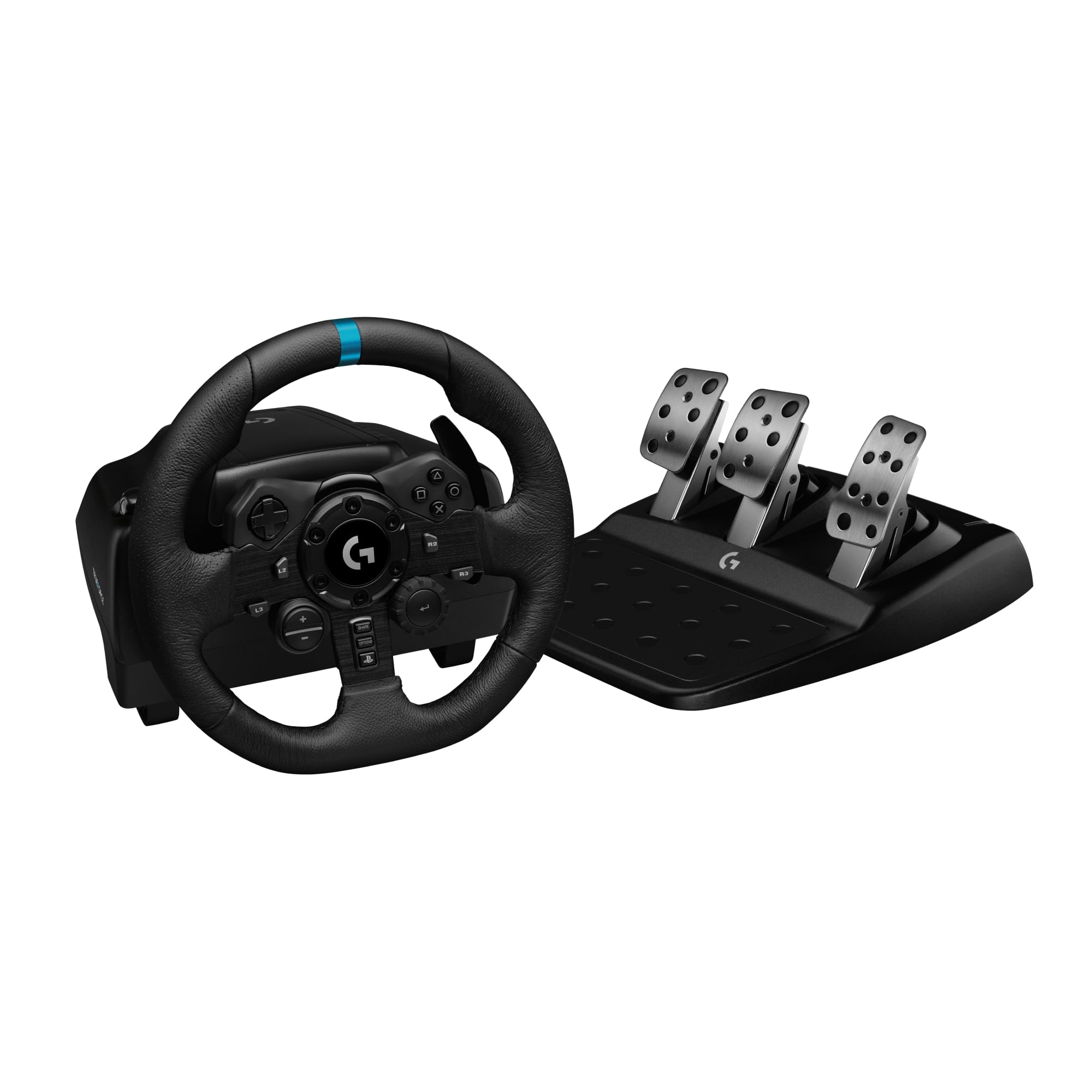 Logitech G G923 Racing Wheel and Pedals, TRUEFORCE up to 1000 Hz Force Feedback, Responsive Driving Design, Dual Clutch Launch Control, Genuine Wheel Cover, for PS5, PS4, PC, Mac - Black