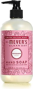 MRS. MEYER'S CLEAN DAY Hand Soap, Made with Essential Oils, Biodegradable Formula, Limited Edition Peppermint, 12.5 fl. oz