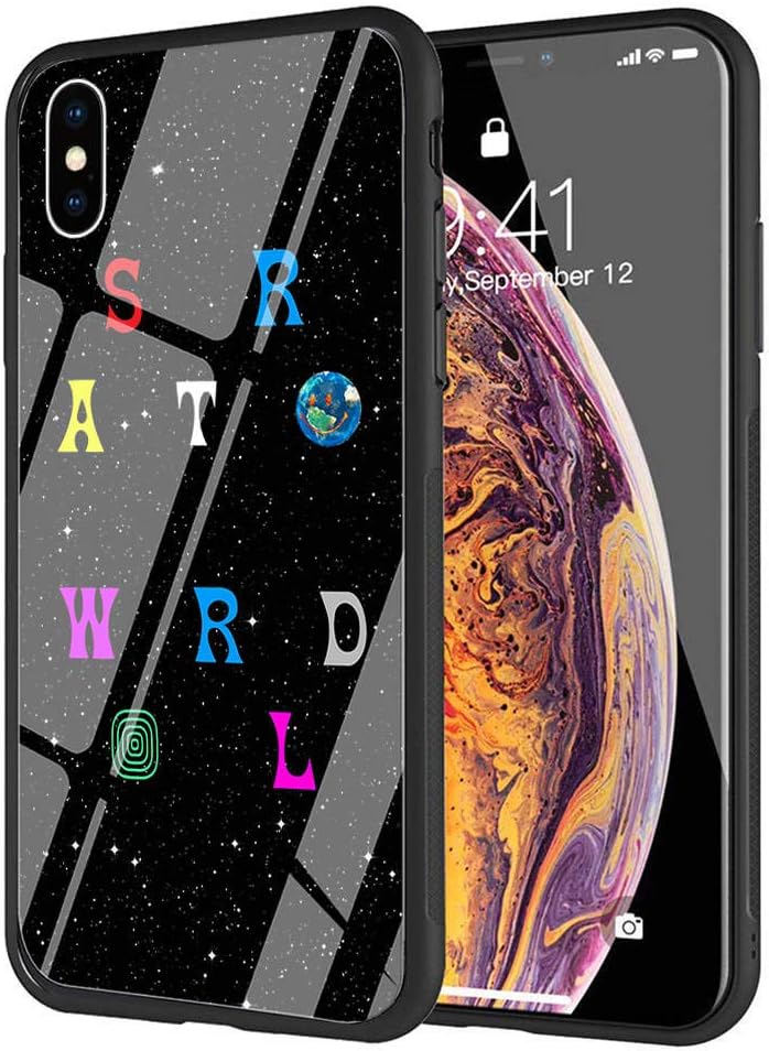 YZSGP AA-261 Travis Scott Astroworld Phone Case for iPhone X/XS, Tempered Glass Back Cover with 360 Degree Full Strong Protection