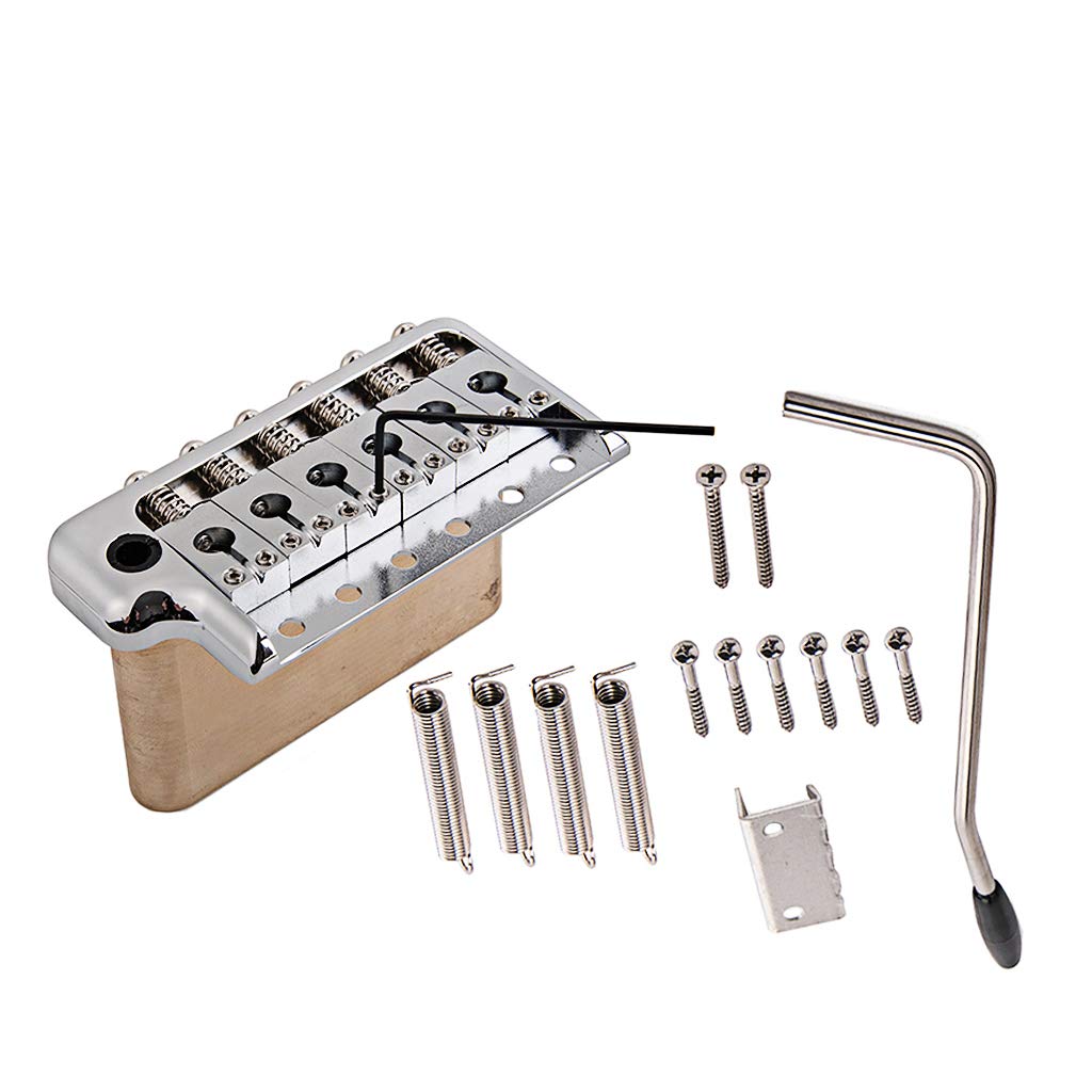 Alnicov Electric Guitar Tremolo System Brass Bridge and Stainless Steel Saddles For Strat ST Guitar Replacement