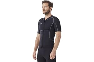 Hevto Men Wetsuit Tops and Vest 3/2mm Neoprene Jacket Surfing Swimming Front Zip Wet Suit for Water Sports