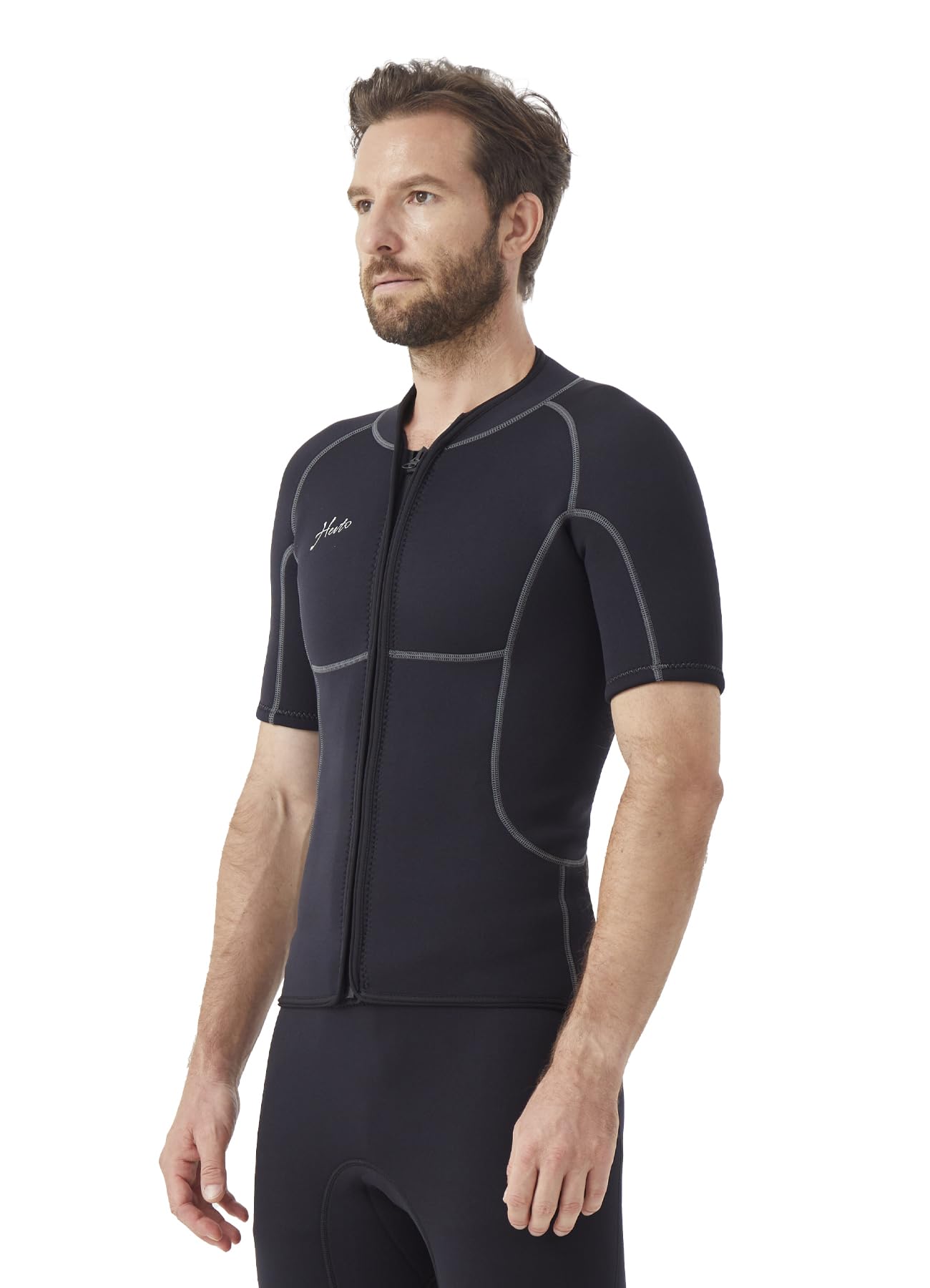 Photo 1 of Hevto Men Wetsuits Tops 2mm Neoprene Jacket with Pocket Short Sleeve Surfing Kayak SUP Jet Ski Wet Suit for Water Sports (Tops Short, M)