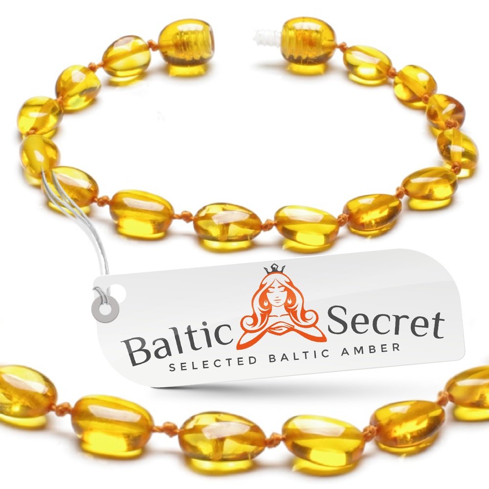 Premium Amber Teething Bracelet Anklet / Extra Safe / 50% Richer and Higher in Value / Sizes from 4.5 IN to 8 IN / Reduces Teething Symptoms Naturally /HNY.P-BN / 13.5CM / 5.3IN