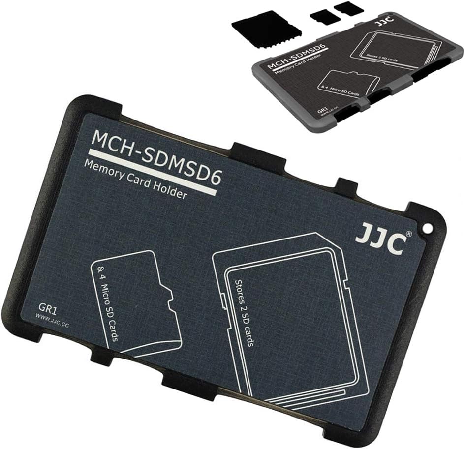 JJC Memory Card Case Portable Slim Holder Storage for 2 SD Cards + 4 Micro SD Cards, per 2 SD + 4 MSD