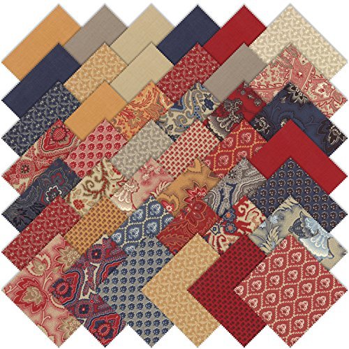 Moda French General Rue Indienne Charm Pack, Set of 42 5x5inch (12