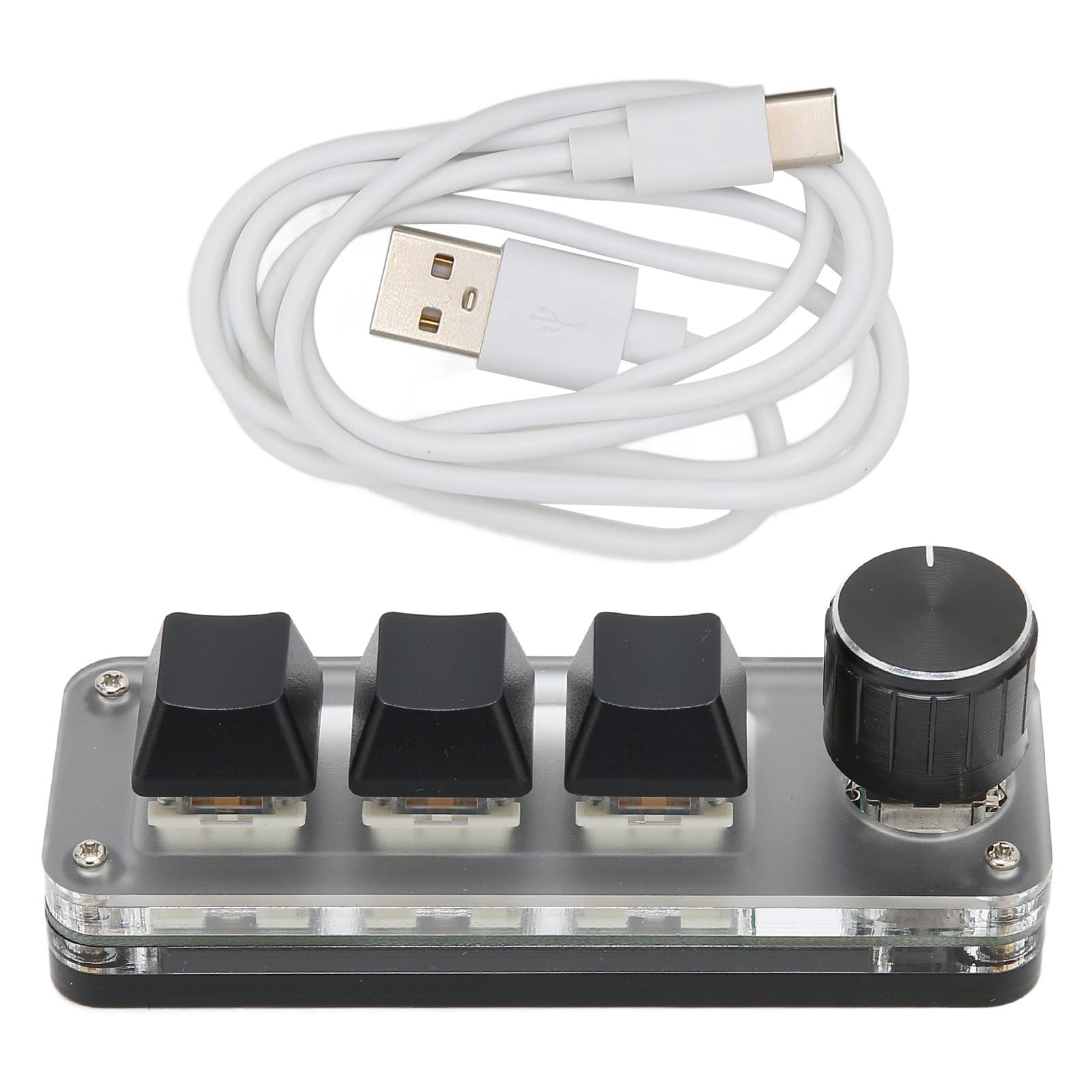 SUNGOOYUE USB 3 Key Keypad, Multifunctional Shortcut RGB Backlight Mini Mechanical Keyboard with Knob for DIY Programming Gaming