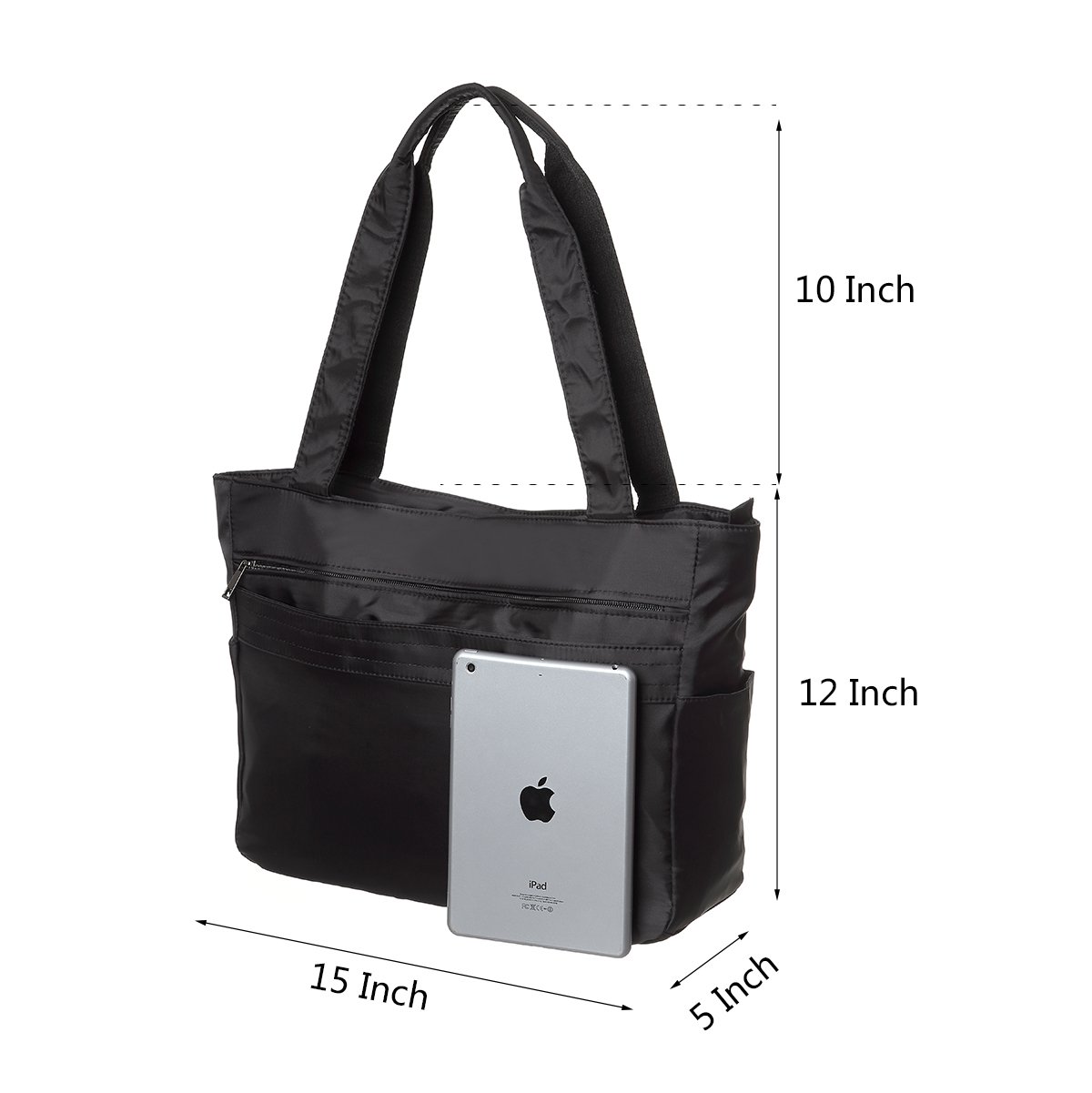 TENXITER Women Fashion Large Tote Shoulder Handbag Waterproof Tote Bag Multi-function Nylon Travel Shoulder (Black)