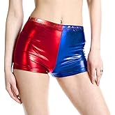 seewavom Womens Red and Blue Shorts Shiny Dance Booty Shorts Hot Pants