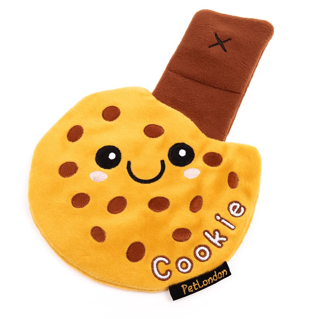 Pet London Nosework Cookie Dog Toy-Hide & Seek for treats, snuffle and encourage foraging for dogs, plush soft toy with crinkle sound