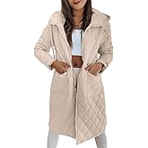 Imily Bela Womens Long Quilted Puffer Jacket Lightweight Zip Up Hooded Drawstring Winter Coats Outerwear with Pockets