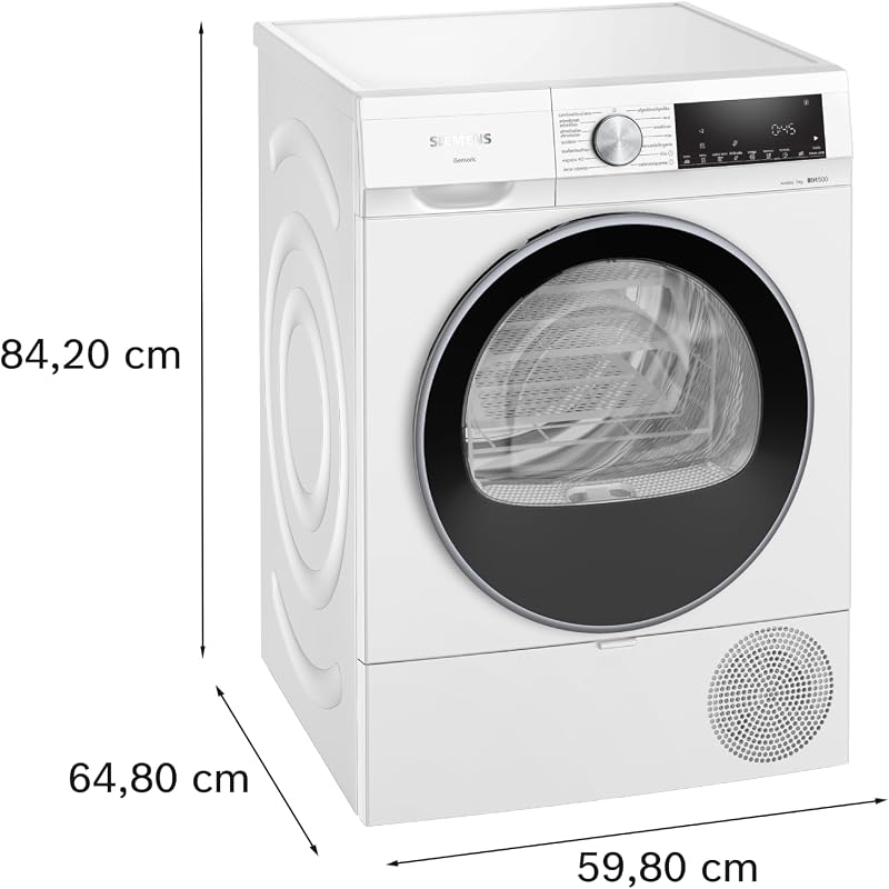 - Secador de bomba de calor, 9 kg, iQ500, autosecagem, meia carga, branco, WQ42G200ES