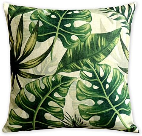 CHUJIN Summer Time Tropical Plant Flamingo Pillowcase Fresh Green Leaves Cushion Decorative Pillow Home Décor Sofa Throw Pillow Cover 18 * 18inches