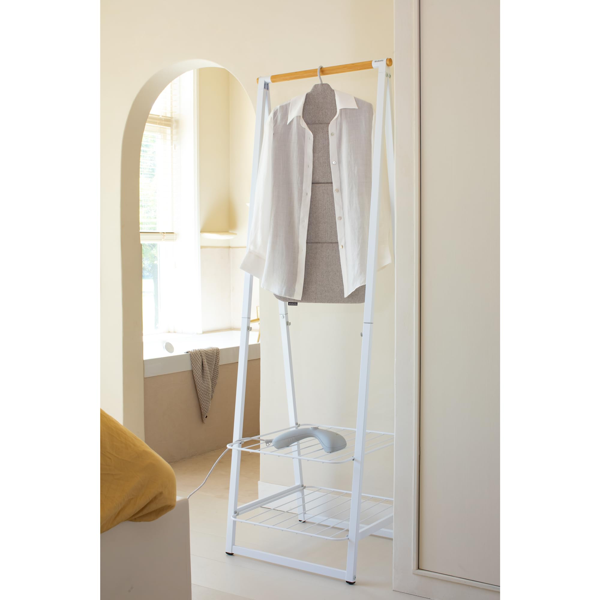 Brabantia - Foldable Steam Board - for High Pressure Clothes Steaming - Solid Heat Resistant Surface - Versatile Hanging Hook - Easier Steaming with Handheld Steamers - 36 x 16 inches - Gray