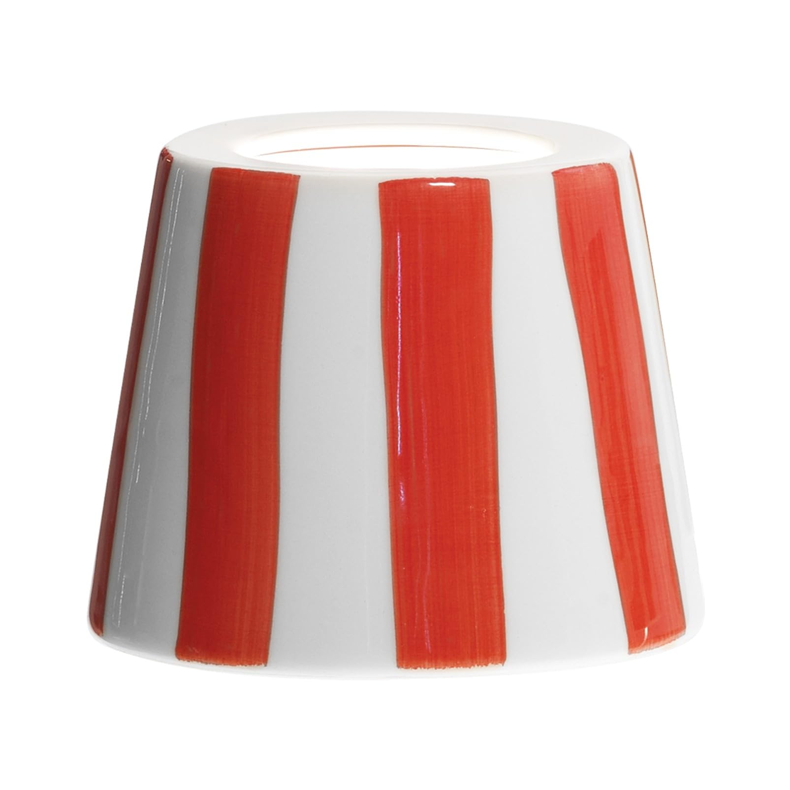 Zafferano, Poldina Cover, Hand Decorated Ceramic Cover for Table Lamp, Cover Compatible with Poldina Lamps, Made in Italy, Ø13 x 10 cm, Colour White - Red Stripes — image 1