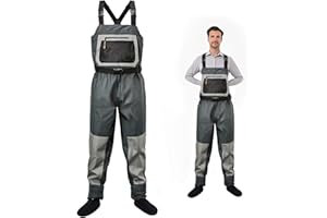 SHOUDE Fishing Waders for Men, Waterproof Chest Waders with Neoprene Stockingfoot Breathable Waders for Fly Fishing &Hunting