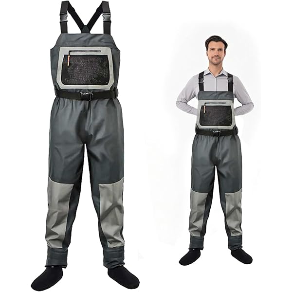 8Fans Chest Waders For Fishing - Waterproof Breathable 3-Layer Stockingfoot Waders For Men & Women