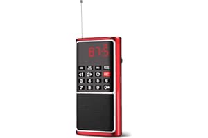 Leting Portable Radio with Mp3 Speaker, Radios Porable FM, Radio Support Tf Card/USB/Music Recording, Emergency Radio Rechargeable Battery Powered,FM Radio with Best Reception (RED)