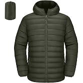 Polu Mens Lightweight Puffer Jacket with Hood Packable Coats | Water Resistant Windproof,Regular Fit,Hooded Insulated for Casual Outdoor Hiking Travel,Fall Winter,S-2XL