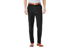 Haggar Mens Cool 18 Classic Fit Flat Front Hidden Expandable Waistband Casual Pant