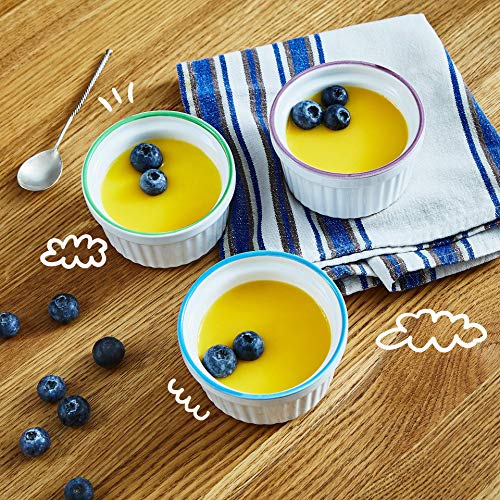 image for Uno Casa Ceramic White Souffle Dishes, Ramekins - 5 Ounce For Souffle,