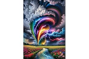 cdjlddww Diamond Art Painting Kits for Adults, Colorful Tornado 5D Diamond Painting Dots Art Kits for Adults Beginner, DIY Full Round Gem Crystal Art Paint by Diamond, Home Wall Decor 12x 16 inch