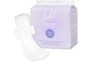 Livlit Super Long Overnight Pads - 100% Organic Cotton from Texas, Heavy Absorbency, Powerful Leak Protection, Unscented, Extra Long Length (10 Count)