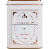 Harney &amp; Sons Classic Chai Black Tea, 20 Sachets in Tin | Black tea with cardamom, cinnamon, nutmeg and cloves. Contains caffeine.