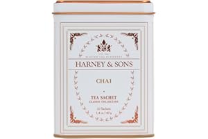 Harney & Sons Chai, Spiced Black Tea, 20 Sachets | Brew Masala Chai at Home, Classic Collection