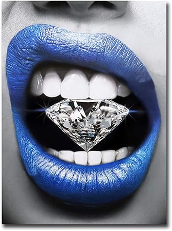 Stampa Su Tela Labbra Blu Sexy Moderne Diamante Morso Poster Stampa Foto Murale Decorazione Nordica Per La Casa 23 6 X 31 4 60x80 Cm Senza Cornice B Amazon It Casa E Cucina