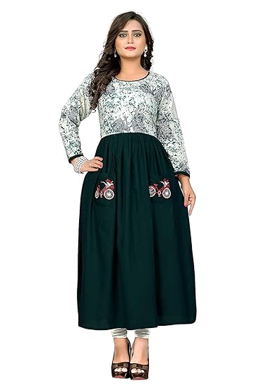 Navabi Export Womens Rayon Printed And Plain Yellow Color Kurti (VF-KU-186)