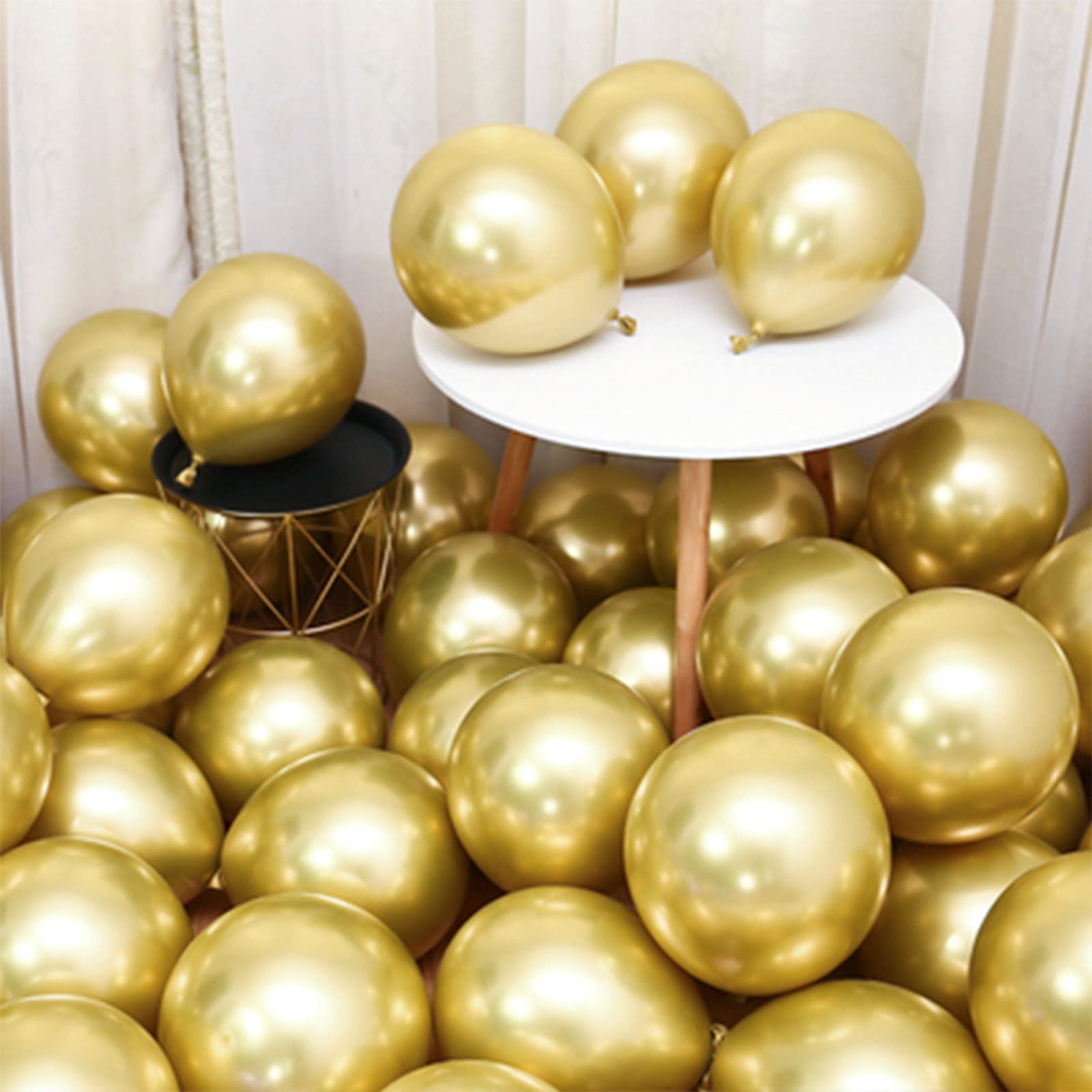 100 Pcs 5 Inch Gold Mini Metallic Balloons - Romantic Chrome Balloons for Baby Shower, Birthday, Wedding, Engagement, Anniversary & Festival Decorations