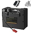 HSSYTZOUL 24V Lithium-Ion Battery 20AH/25AH/30AH/35AH Rechargeable Battery with Charger BMS Protection Board for Electric Wheelchair Battery,Black,35ah