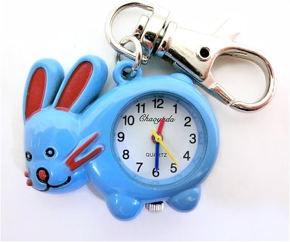 Amazon Co Jp かわいいキーホルダーウォッチ うさぎ ブルー 腕時計