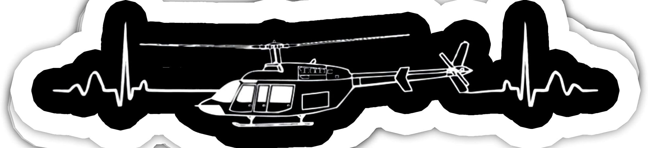 lkstore Bell 407 Helicopter Heartbeat for Pilots- 4x3 Vinyl Stickers, Laptop Decal, Water Bottle Sticker (Set of 3)