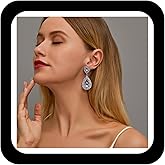 Zeshimb Boho Teardrop Crystal Earrings Vintage Rhinestone Drop Dangle Earrings Silver Pave Diamond Earrings Hollow Waterdrop Earrings Jewelry for Women