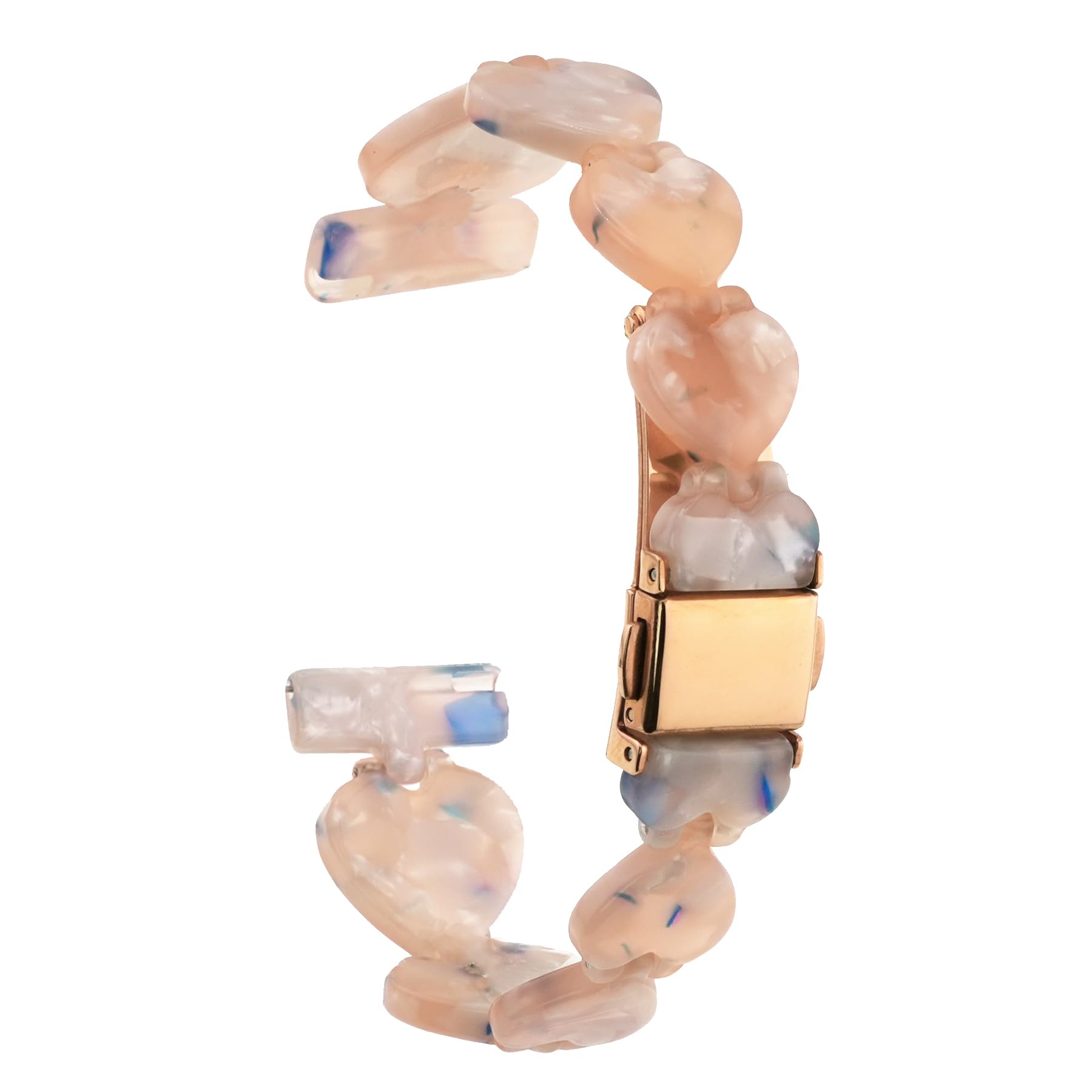 Photo 1 of Abanen 20mm Translucent Resin Heart-Shaped Lightweight Watch Band Adjustable with Foldover Clasp for Garmin Vivoactive 5 / Venu 2 Plus, Forerunner 165 (Shell)