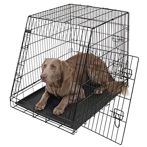 Kerbl Slanted Front Dog Cage Collapsible 2 Doors, 92 x 63 x 74 cm, Black