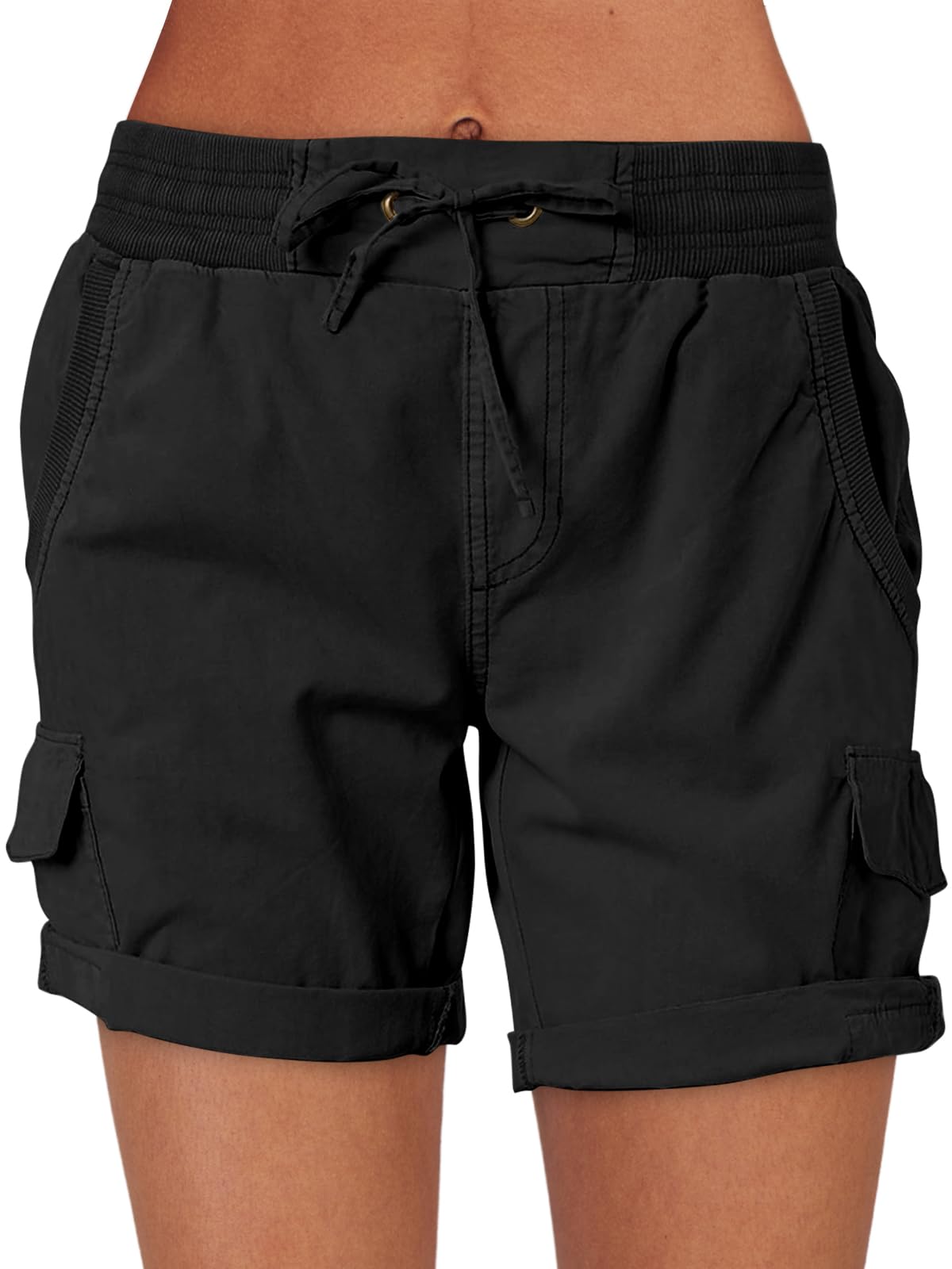 Photo 1 of ANRABESS Womens Summer Shorts 2025 Dressy Casual Hiking Cargo Shorts Trendy Outdoor Outfits 6 Pockets Black Small