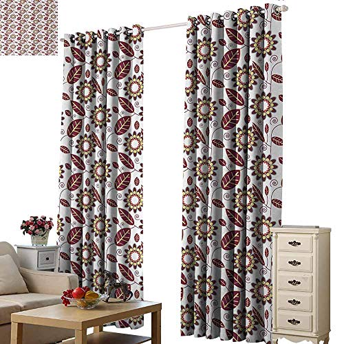 Homrkey Decor Curtains Floral Abstract Leafage With Geometric
