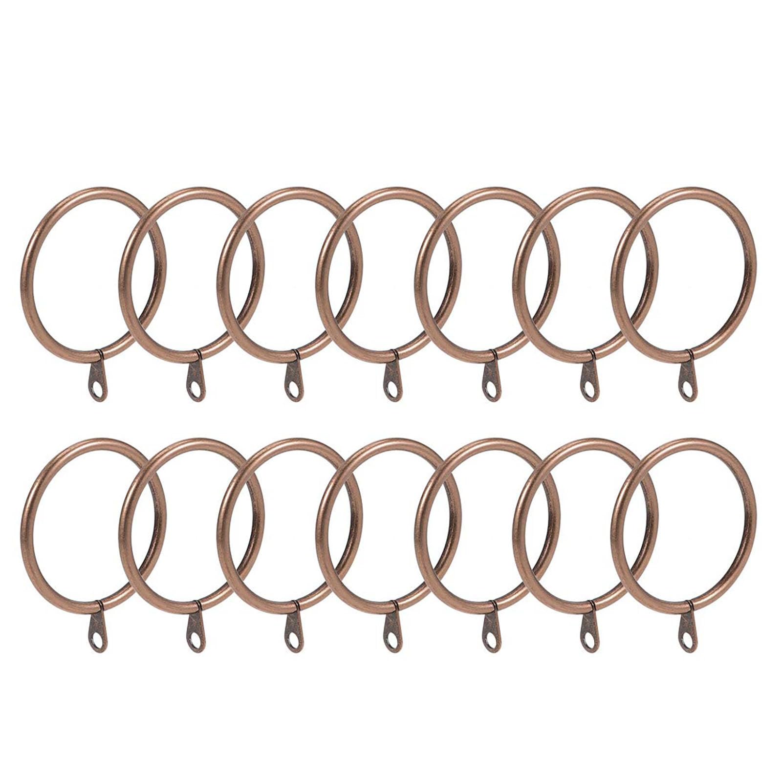 TOP-VIGOR 28Pcs Metal Curtain Rings, 45mm Internal Diameter Curtain Pole Rings, Drapery Curtain Sliding Eyelet Hanging Rings for Window Rods, Shower Curtains, Drapery, Antique Red Copper