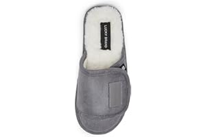 Lucky Brand Boys Slippers - Fuzzy Non Slip Memory Foam House Slippers for Kids - Plush Soft Rubber Sole Bedroom Shoes