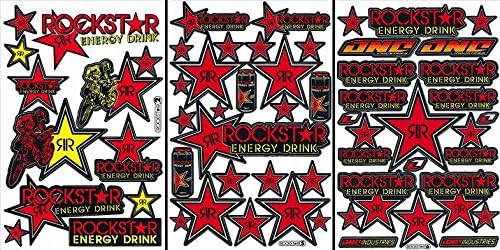 3 Rockstar Energy Drink Metal Mulisha Yamaha Kawasaki Motocross Race Racing F1 Logo Sponsor Sticker Decal Skateboard Car Bike Bicycle Kid Wall Helmet Decoration RSR302
